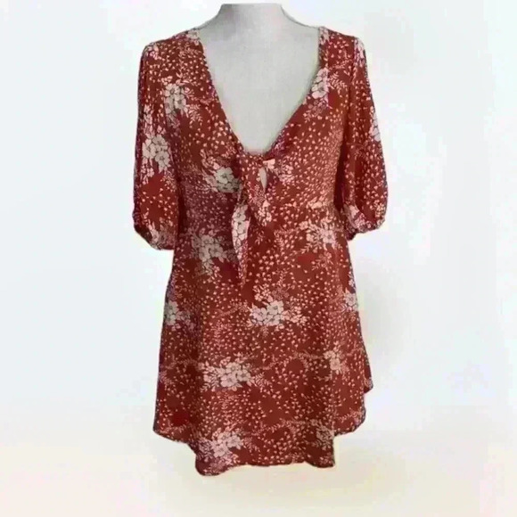 Rust Floral Here Comes The Sun Dress Size Large​ - Picture 2 of 9